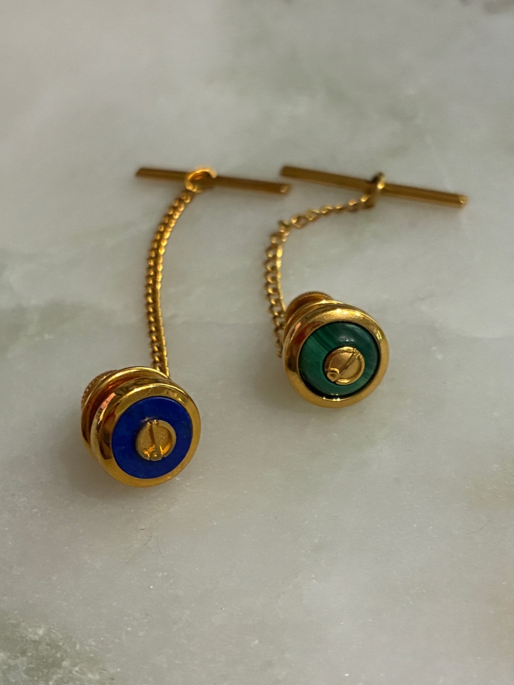 Lot of 2 Dunhill Tie Tacks With Chains